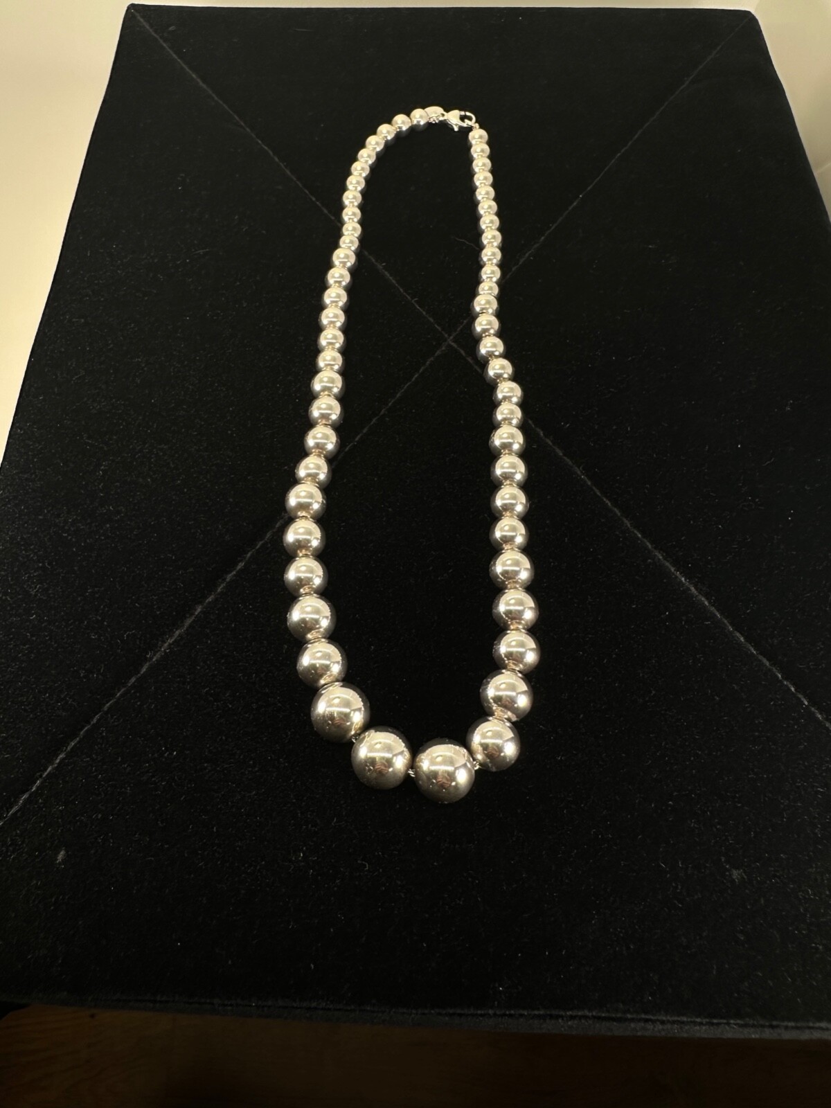 Tiffany & Co Sterling Silver Graduated Ball Bead Necklace 16