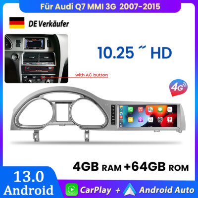10.25  Für Audi Q7 MMI 3G 2007-2015 Autoradio Carplay 4+64GB Android GPS NAVI BT