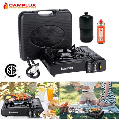 Butane/Propane Camping Stove w/Case - CSA Safe, Leak-Proof & 7,200 BTU BBQ Grill