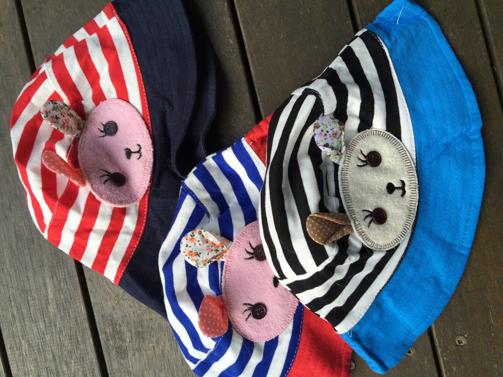 1 Girls Boys Kids children Cotton Stripe Bunny Bucket Sun Hat beach outdoor Cap image 3