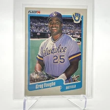 1990 Fleer Greg Vaughn Rookie Baseball Card #339 Mint FREE SHIPPING