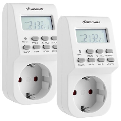 DEWENWILS Zeitschaltuhr Steckdose Digitale Wochenzeitschaltuhr 2Packs 3680W