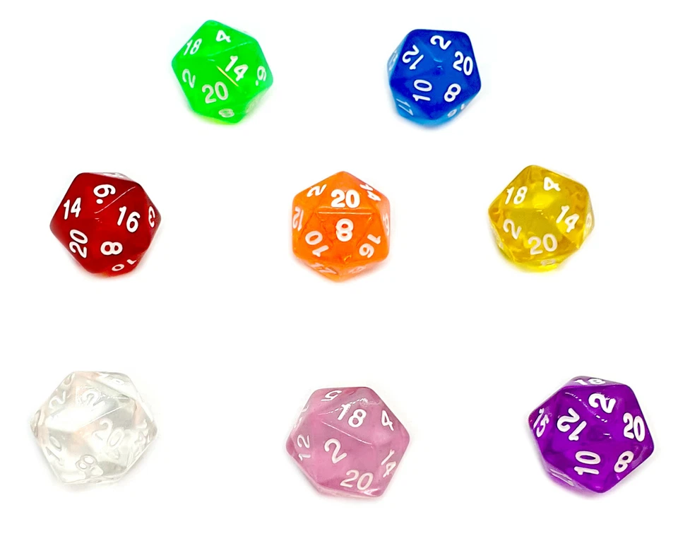 Würfel 20-Seiten Transparent-Bunte W20 Einzeln D20 Dice Würfelspiel Ersatzwürfel