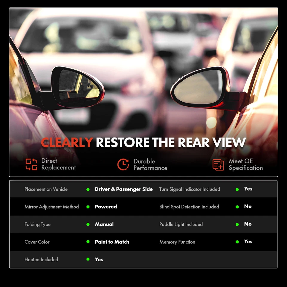 2x Espelho Elétrico com Recall de Memória de Sinal de Seta Aquecido para Audi A4 Quattro S4 A4 - Imagem 2 de 4