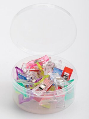 Binding Clips with Container Set of 25- For Seaming Fabrics, Knits, Crochet