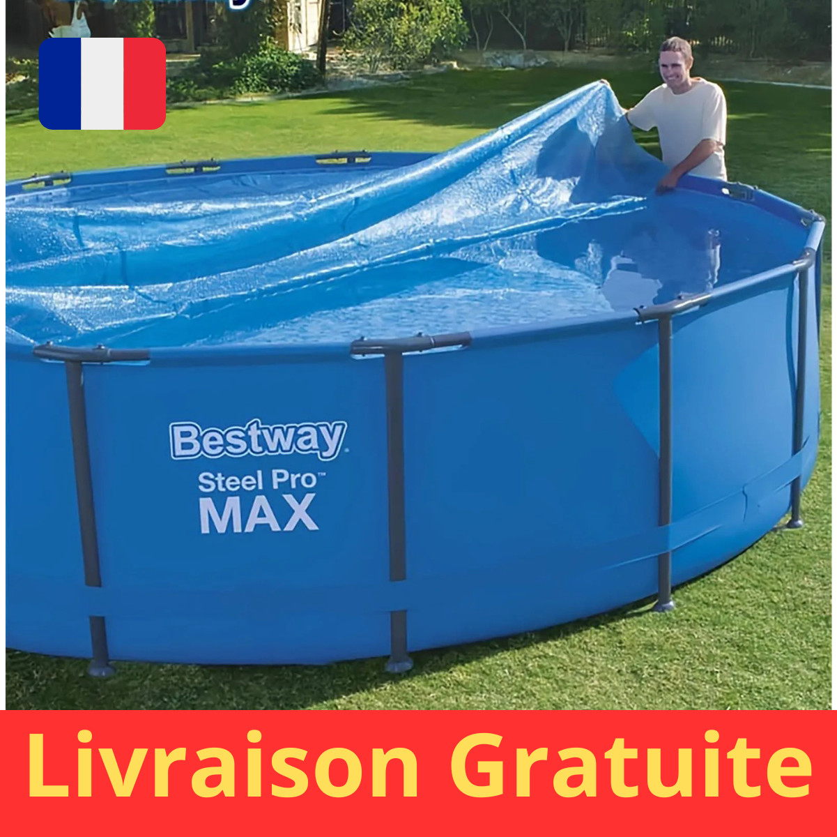 Piscine hors-sol Bestway froide : bâche solaire 289cm pour chauffer