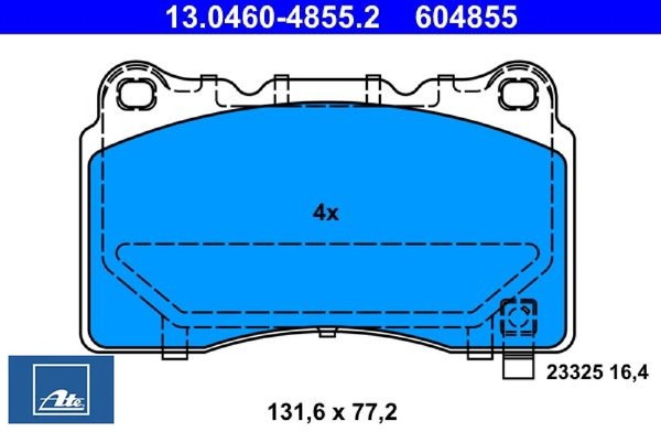 ATE 13.0460-4855.2 Bremsbelagsatz FüR Scheibenbremse Bremsbelagsatz FüR Opel-image