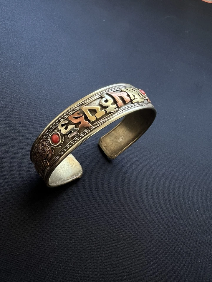 Ohm Mantra Om mane Padme hum Pulsera Brazalete Nepalí Hermosa Filigrana WMB010 Foto 4 de 4