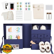 Blue Baby Keepsake Memory Box Drawer Style with 8 Items