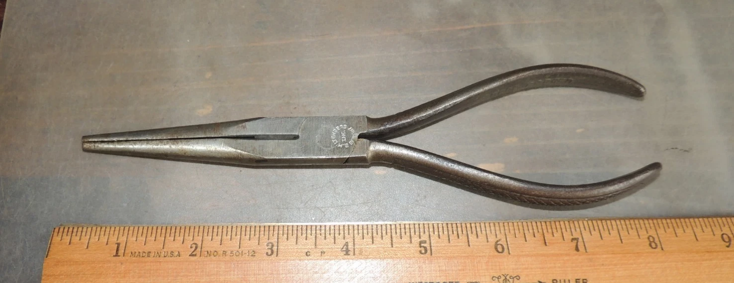8" Vintage E. Miltenberg INC. LONG NOSE NEEDLE NOSE PLIERS, GERMANY, W/ CUTTERS