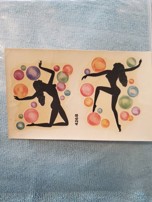 1 Vintage Duro Decals 1950 Pinup Dancing Women Bubbles Silhouette Sexy Art
