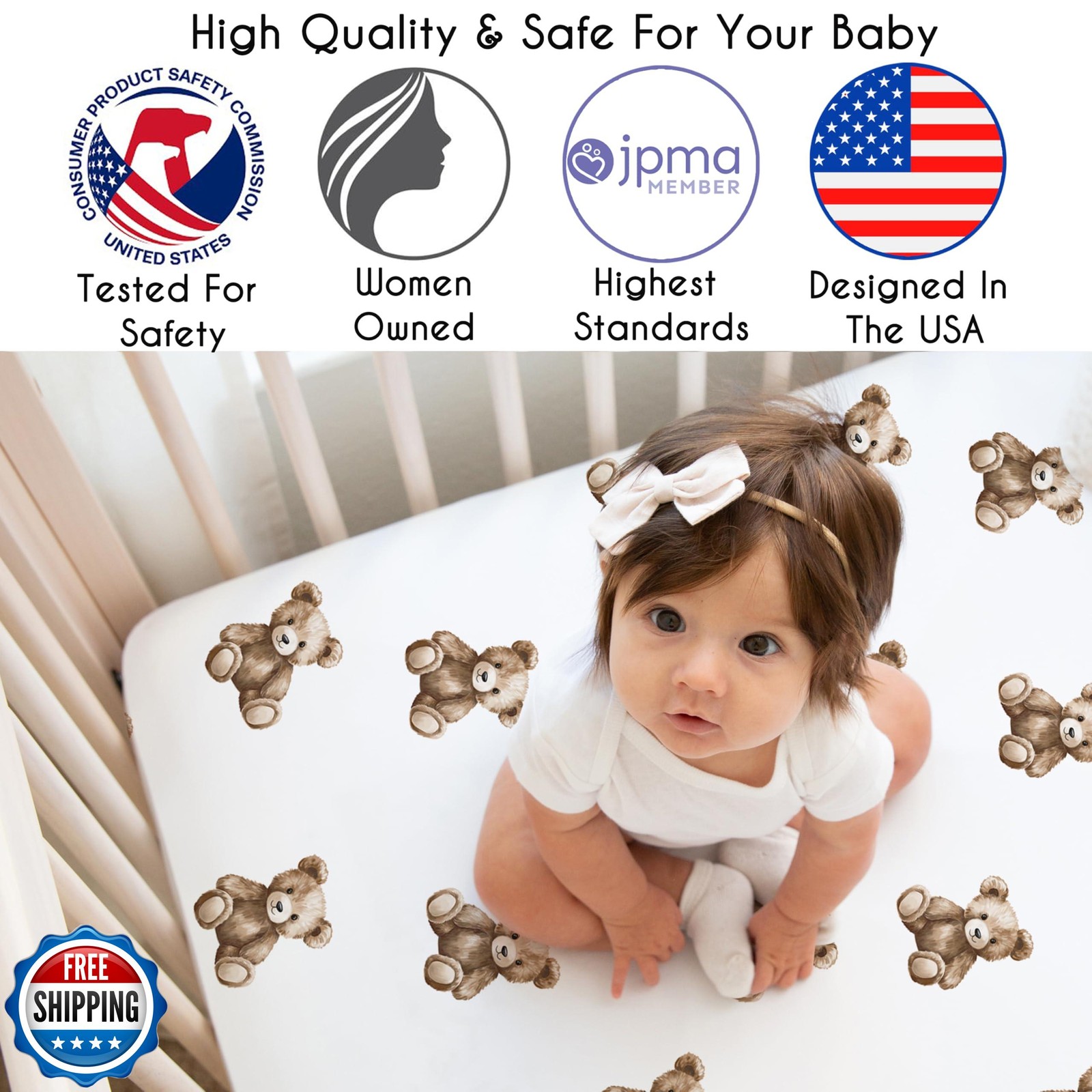 Sweet Jojo Designs Fitted Baby Crib Sheets (Boho Teddy Bear) for Boys or Girl