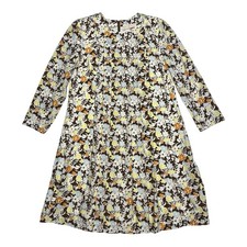 Tory Burch Challis Reverie Wool Silk Floral Pleated Shift Dress Sz 2 70’s Style