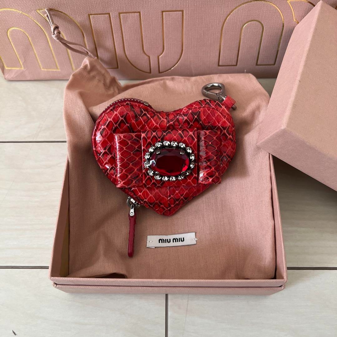 MIU MIU Red Heart bow Bijou Coin Case Bag Charm Very Rare