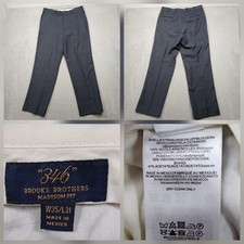 Brooks Brothers 346 Wool Dress Pants Mens 35x31 Blue Madison Fit