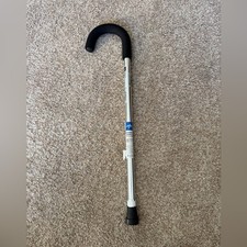 Adjustable Silver Walking Cane with Black Handle