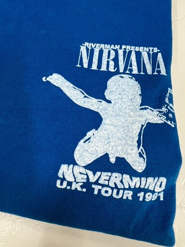 T-shirt single stitch NIRVANA STAFF BLUE NEVERMIND UK. TOUR Long Sleeve Size XL - Picture 17 of 23
