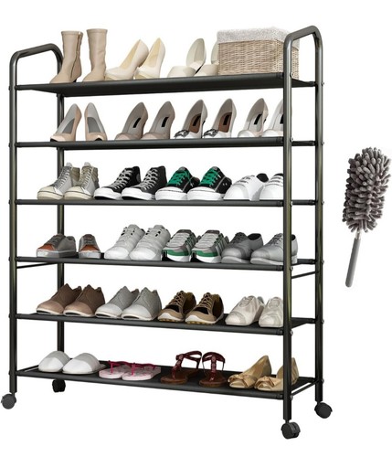 Hohes 6-stufiges Schuhregal aus Metall, Schuhregal aus Vliesstoff, große Aufbewahrungsregale mit - Bild 1 von 8