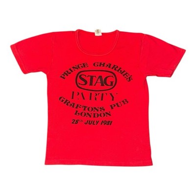 Vintage King Charles T Shirt Gr. S rot Prinz Charlie Hirsch Do 80er Promo Diana