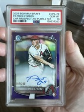 2025 BOWMAN DRAFT PATRICK FORBES /250 CHR PROSPECT AUTO PURPLE LOW POP PSA 10