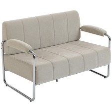 HOMCOM Divano Moderno 2 Posti Rivestito in Ciniglia Beige 120x73x76 cm