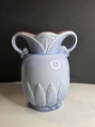 Vintage Red Wing Pottery #930 Double Handled Blue & Pink Interior Lotus Urn Vase