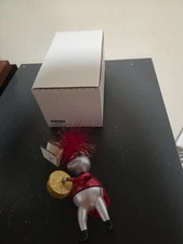 SOFFIERIA DE CARLINI ITALY GLASS CHRISTMAS ORNAMENT MOUSE WITH CYMBALS #165002