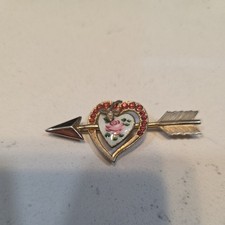 Vintage Mid Century Modern SWEETHEART Rhinestone HEART Pin BROOCH 