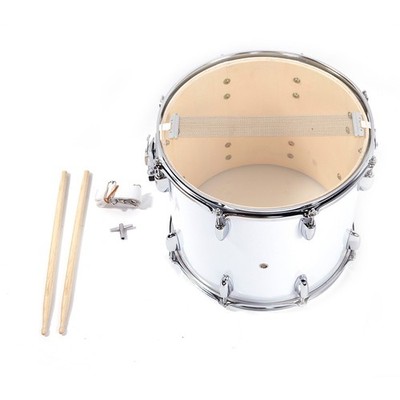 14''x10''Stainless Steel & Wood Marching Snare Drum Percussion Poplar Silver