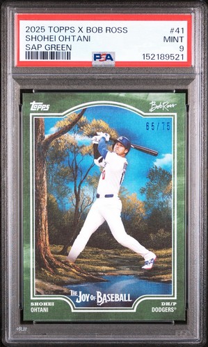 2025 Topps X Bob Ross the Joy of Baseball Shohei Ohtani #41 Sap Green /75 PSA 9