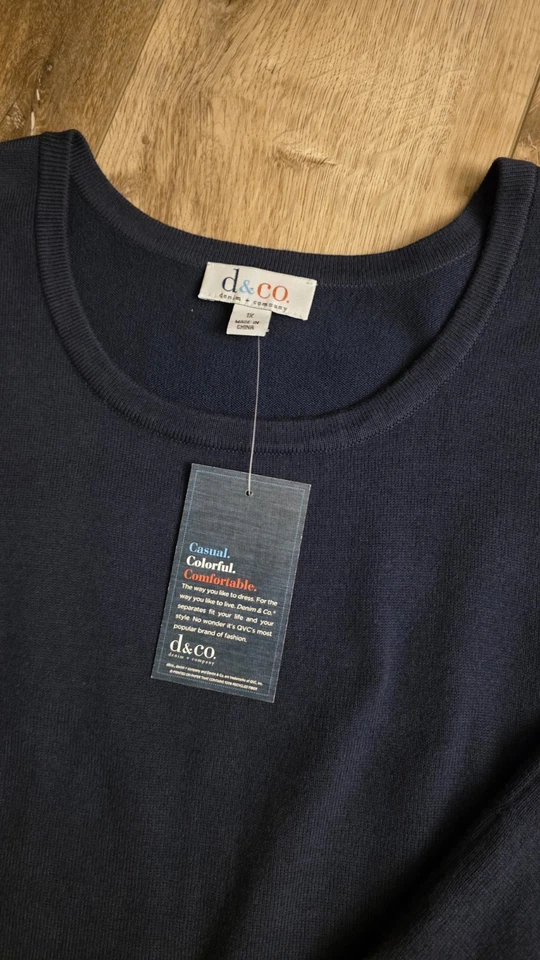 Женские D&Co. 1 X темно-синий хлопок смесь Майка и SS кнопка спереди верхний комплект - Изображение 2 из 4