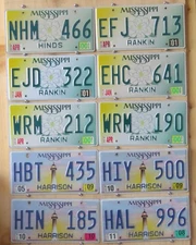 GROUP OF 10 MISSISSIPPI MAGNOLIA and LIGHTHOUSE license plates