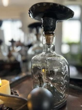 Jan Barboglio WINE DECANTER LARGE Laurel forged iron SIGNED RETIRED 11" GLASS