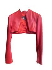 Lederbolero Leder Bolero Jacke Rot Stehkragen zwischen Größe  S