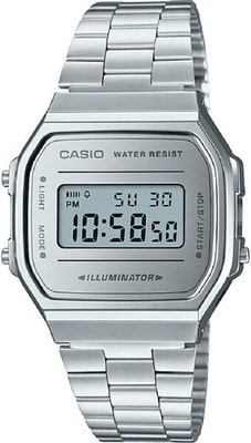 Casio A168WEM-7E Men's Vintage Retro Mirror Stainless Steel Digital Watch