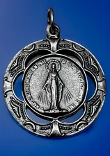 Catholic Miraculous Mary Silver Tone Religious Medal Italy