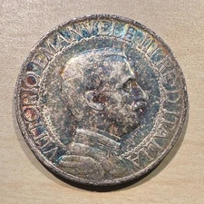 1913 Italy 1 Lira Vittorio Emanuele III Monster Toned Obverse