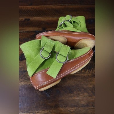 Miss Trish St Moritz Green Suede Fur Buckle Boots Italy 37 NWOT Apres Ski