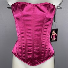 Leg Avenue Hot Pink Strapless satin Laurie Corset Top Classic Hourglass Costume