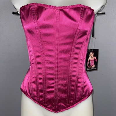 Leg Avenue Hot Pink Strapless satin Laurie Corset Top Classic Hourglass Costume