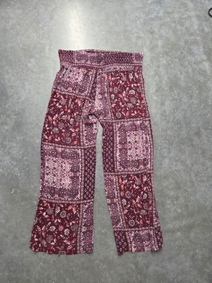 C. Wonder Burgundy Patchwork Wide-Leg Pants Festival Boho Size XL