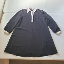Alice + Olivia Dress Womens Medium Black White Collar Mod Shift Long Sleeve