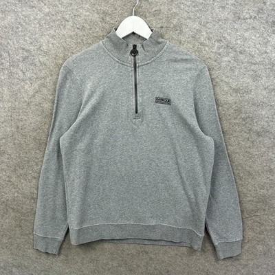 Barbour Pullover Herren Medium Grau Essential Half Zip Pulli Sweatshirt Sweater