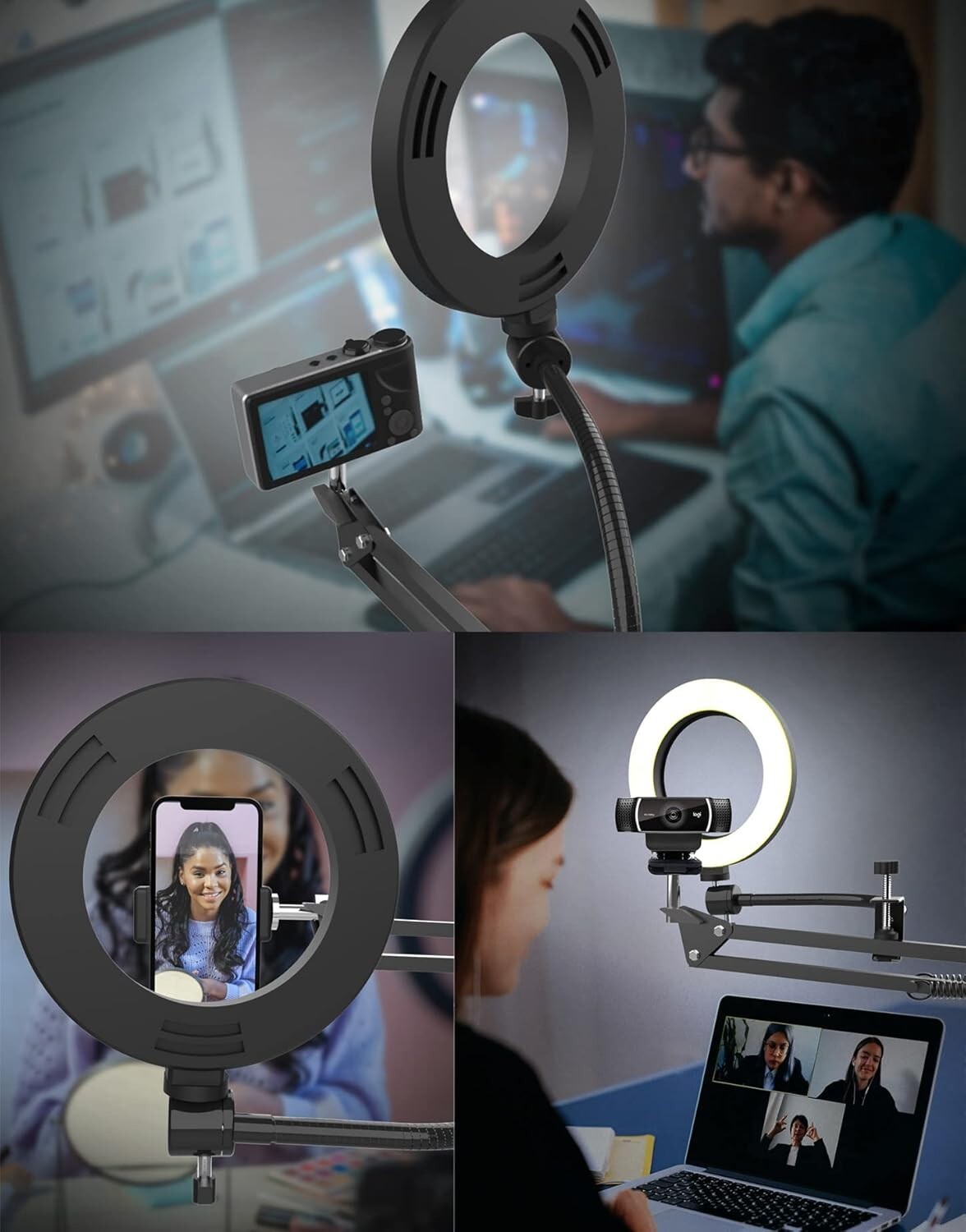 6-Inch Dimmable Ring Light with Adjustable Phone Arm for Streaming and Recording