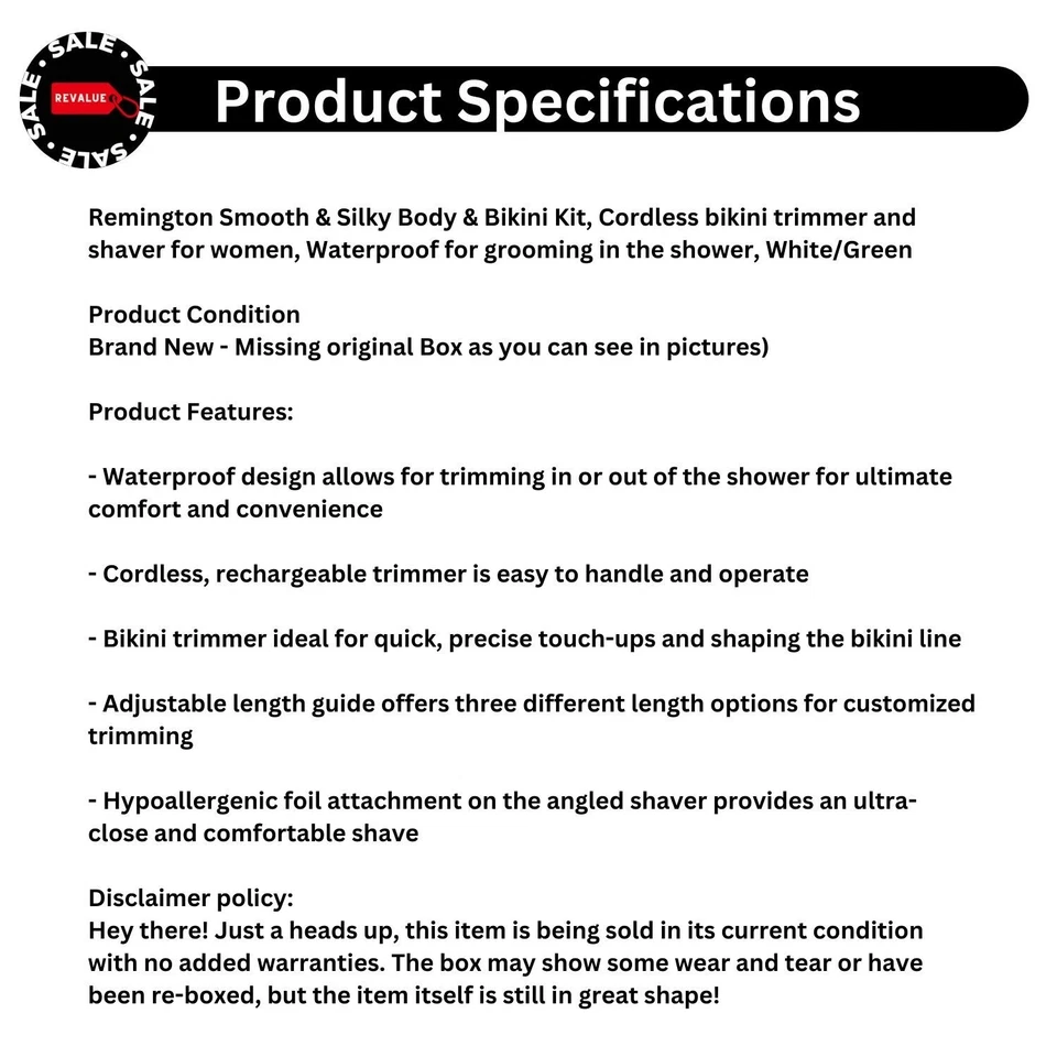 Remington Cuerpo Suave Sedoso Inalámbrico Bikini Recortadora Afeitadora Mujeres Blanco/Verde Foto 2 de 4