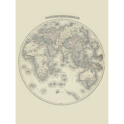 Grau 1876 Karte Östliche Hemisphäre Welt Leinwand Wandbild Kunstdruck Poster