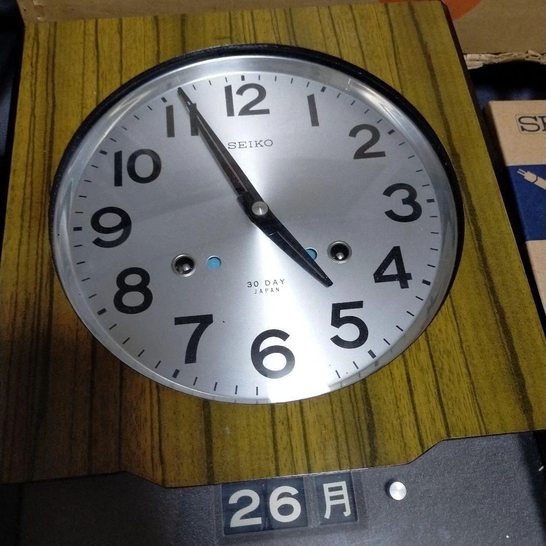 SEIKO VINTAGE STOCK Wall Clock Bonbon Date + Days in Kanji Wind up