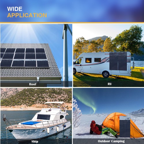 400W Watt flexibles Solarpanel-Kit für Camping Zuhause Wohnmobil Akku Laderegler - Bild 8 von 12