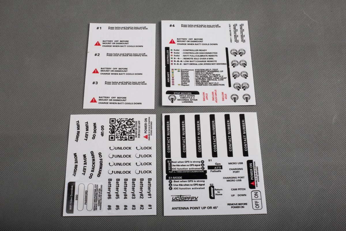 DJI Phantom Standard White/Black Sticker Combo Set ID Marking