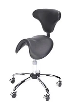 Everyway4all Made In Taiwan SW-BK Black Saddle medical stool wide Base back Rest